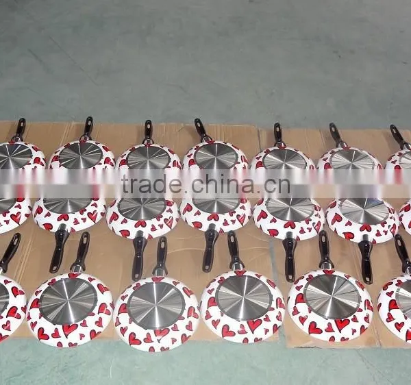 Aliuminium Non-stick Flower Decorated Silk Screen Design Frypan photo-6