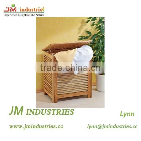 Collapsible Bamboo Laundry Basket Stand With Lid photo-4