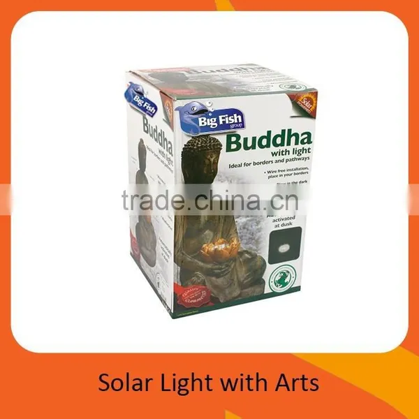 Outdoor Decoration Solar Powered Buddha Shaped Polyresin Garden Light With 1Led Light photo-3