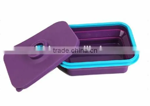 Food Grade Portable Convenient Collapsible Houseware Silicone Foldable Lunch Box photo-5