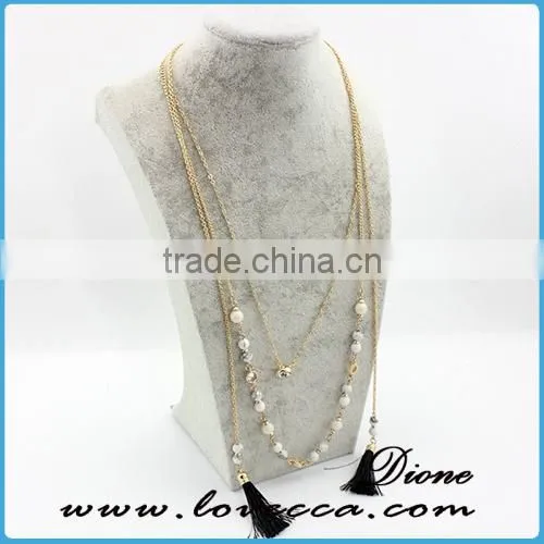 Latest Design Fashion 18k Gold Color Gemstone Necklace photo-2