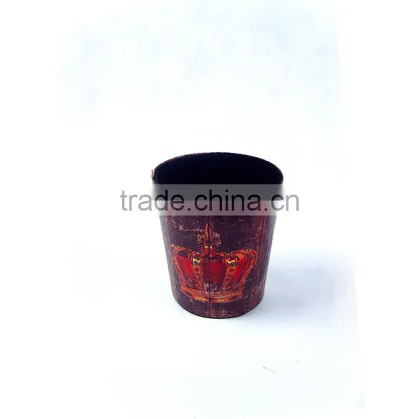 Fashionable Waste Bin Faux Leather Crown Print Trash Can photo-3