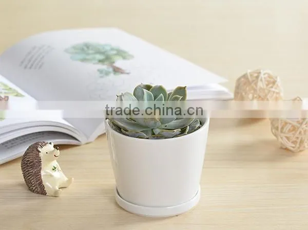 Indoor Mini Ceramic Decor White Plant Pot photo-5
