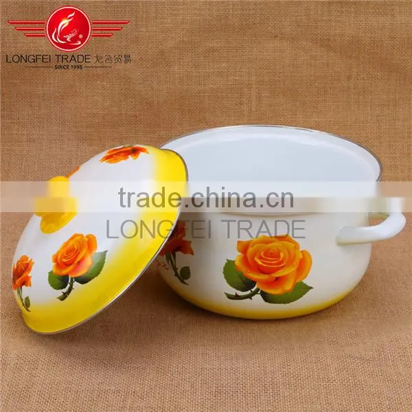 773DBL Turkey Enamel Pot 5pcs Enamel Cookware Cassrole With Flower Design photo-3
