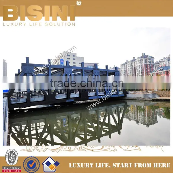 Double-Half-moon-shaped Steel Bridge, Prefab Steel Structure Landscape Bridge, Blue Bridge With Iron Guardrail(BF08-Y10037) photo-5