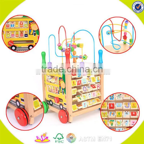Wholesale Multifunctional Wooden Kids Trailer Best Gift for Kids Wooden Kids Trailer Top Sale Wooden Push Walker W16E041 photo-6