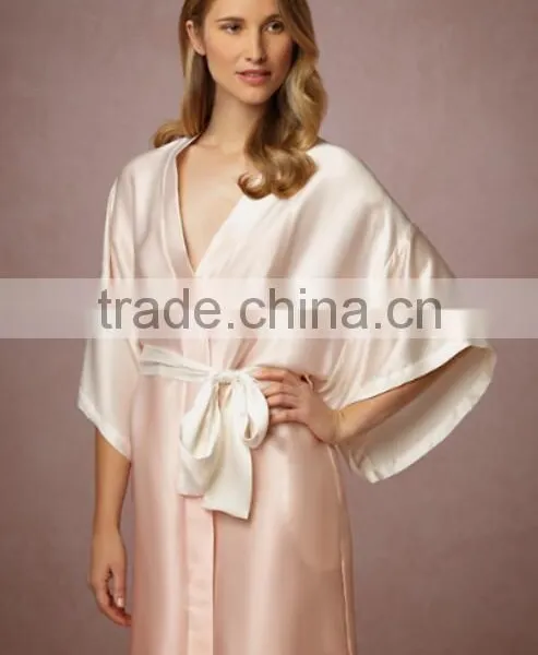 Cheap Fancy Kimono Bathrobe Elegant Bridesmaid Gift Cream High Quality Nightgown Weddings Party Night Wear Robes photo-2