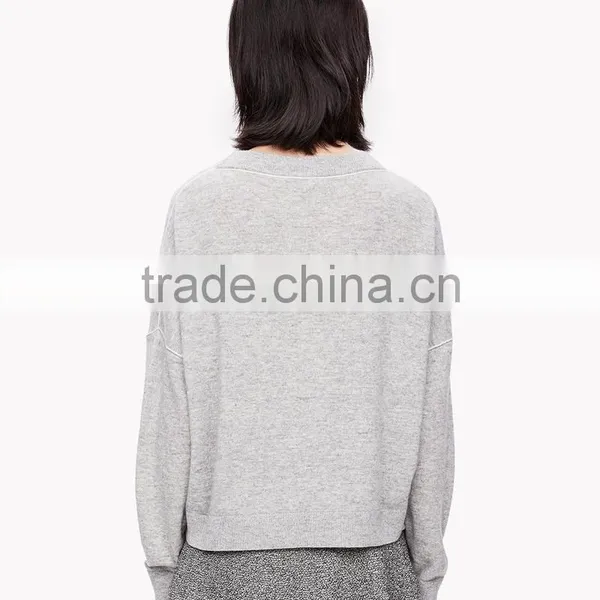 Pullover Women Fashion Long Sleeve Drop Shoulder Sweater Shirts Without Hooded Fleece Sweater photo-3