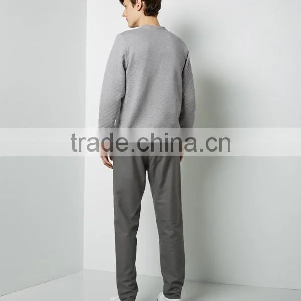 Solid Color Gray 100% Cotton Quilted Sweatshirts photo-3