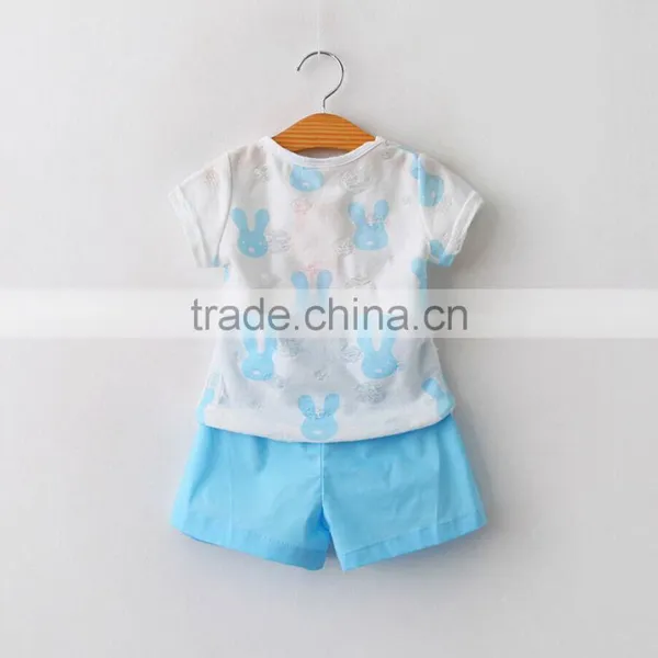 2016 Designer Outfits Baby Girls Lovely Bunny Tops and Hot Shorts Suits photo-2