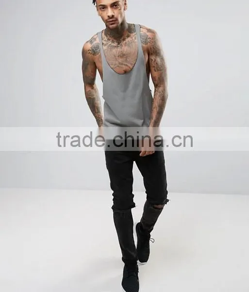 Xinlan High Quality New Design Summer Custom Dark Grey Gym Wear Comfortable 100% Cotton Casual Men's Sport Tank Tops photo-4