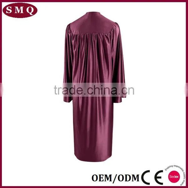 Sturdy Zipper Shiny Maroon Choir Robe Graduation Gown photo-2