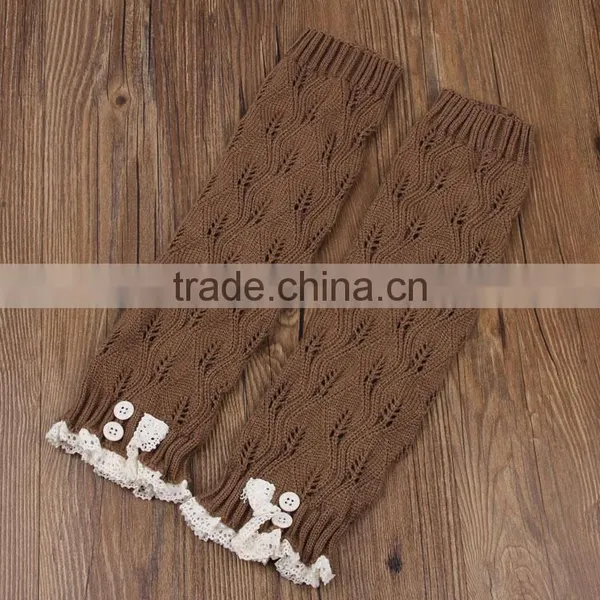 Women's Crochet Knit With Button Leg Warmers Lace Trim Cuffs Boot Socks photo-2