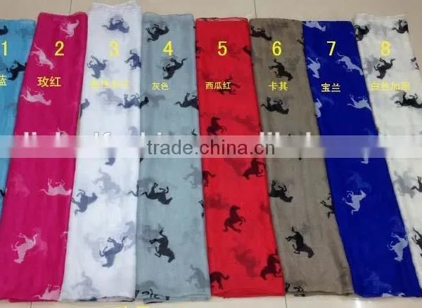 // Viscose Scarf// Printed Viscose Horse Scarf //