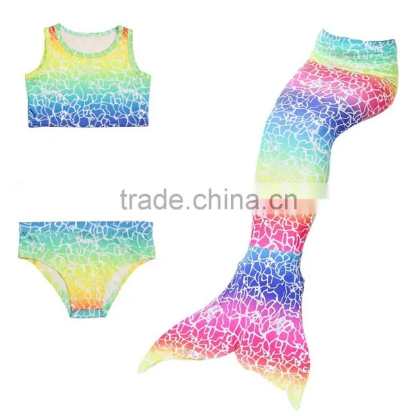 3pcs Set Lovely Kid Mermaid Set Girls Swimsuit Mermaid Cosplay Costume photo-3