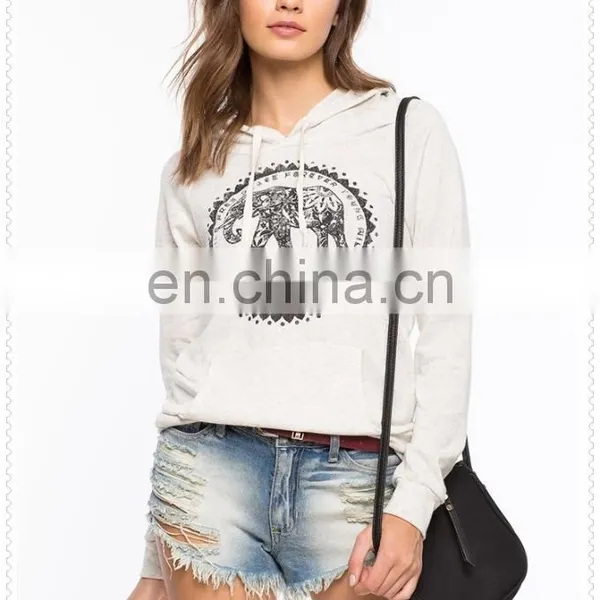 China Supplier Fashion White One Elephant Casual and Cozy Pullover Hooded Sweatshirt photo-2