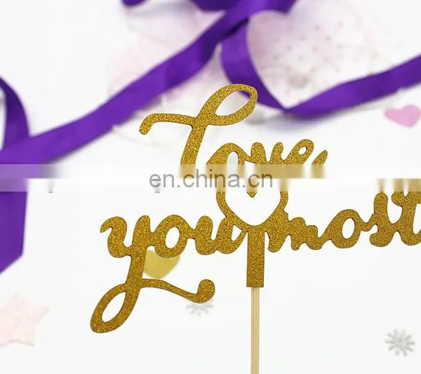 New Design Love You Most Cake Topper Wedding Cake Decorations photo-2