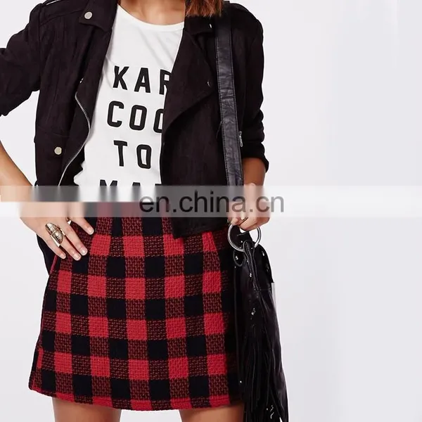 Checked Winter Skirt Tweed Lady Skirt photo-6