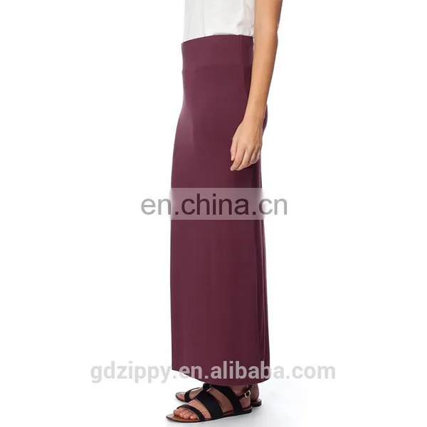 Wine Color Fashion Cotton Long Skirt For Women photo-3