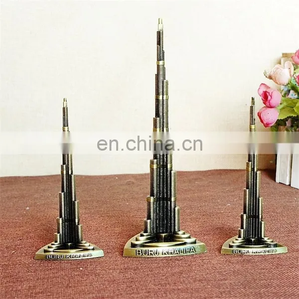 Vintage Decor Metal Craft Retro Antique Bronze Burj Khalifa Model Home Decoration photo-4