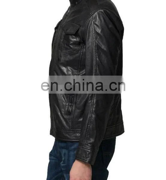 Soft Smooth Sheep Skin Leather Jackets Black Clour photo-3
