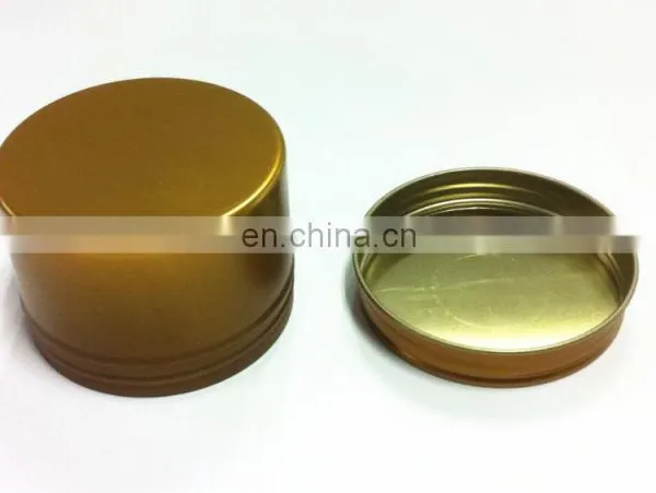 Golden Small Round Screw Lid Tea, Candle, Candy, Pomade Tin Box photo-3