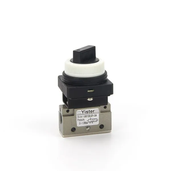 2 Position 3 Way hand Manual Valve Rotary Selector Knob Pneumatic Air Mechanical Valve
