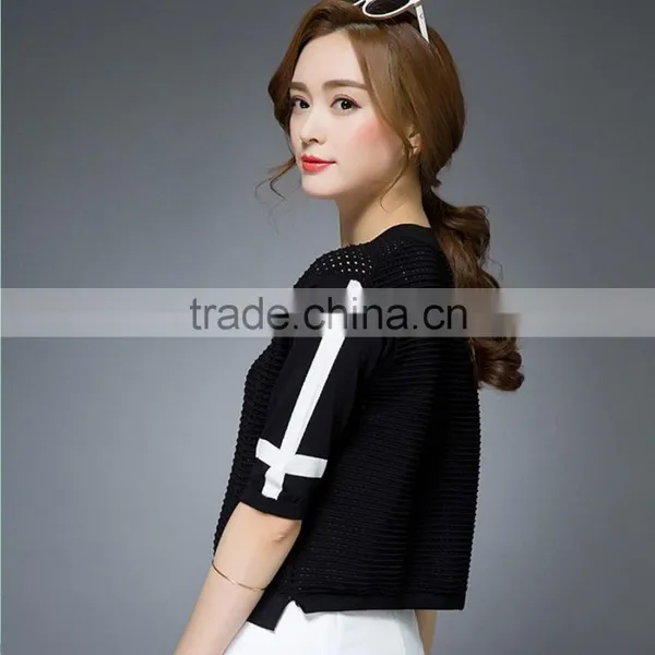OEM Summer New Round Neck Short Sleeve Knit Cardigan Paragraph Korean Fashion Slim Linen Jacket photo-4