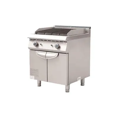 Commercial Kitchen Gas Lava Rock Grill With Built-in Oven & Storage Cabinet