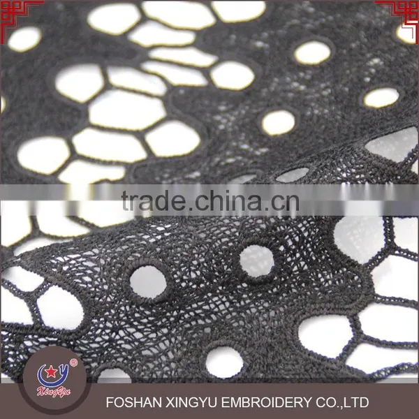 Good Price Excellent Quality Black Polyester Water Soluble Chemical Lace Fabric photo-2