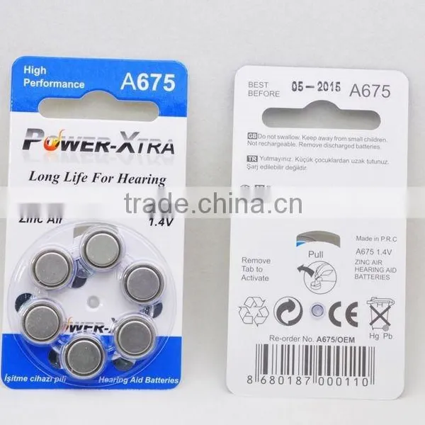 A675 Zinc-air Hearing Aid Battery