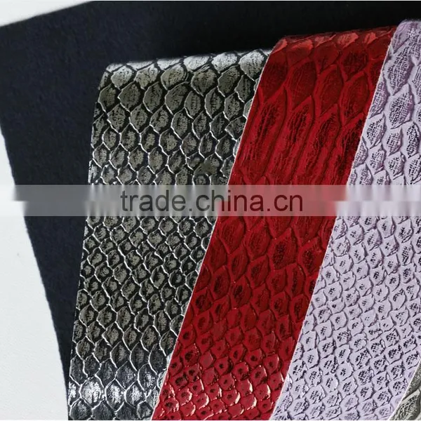 pu Material Snakeskin Leather Fabric Refelective Effect pu Synthetic Leather for Bags Shoes photo-3