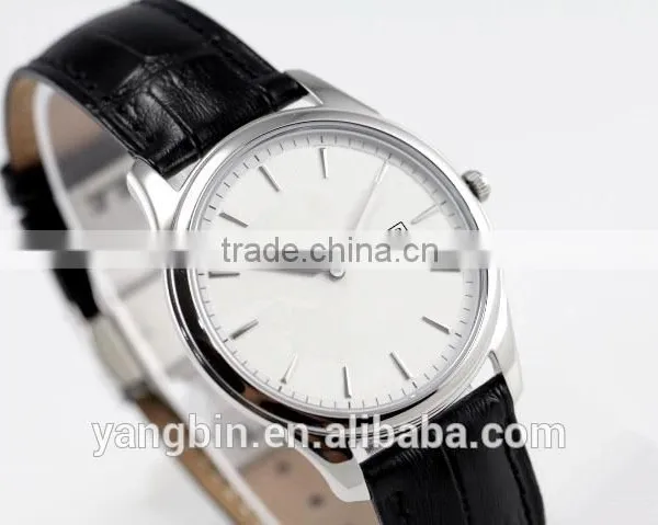 2015 Hot Selling Men Stainless Steel Leather Band Factory Watch photo-2