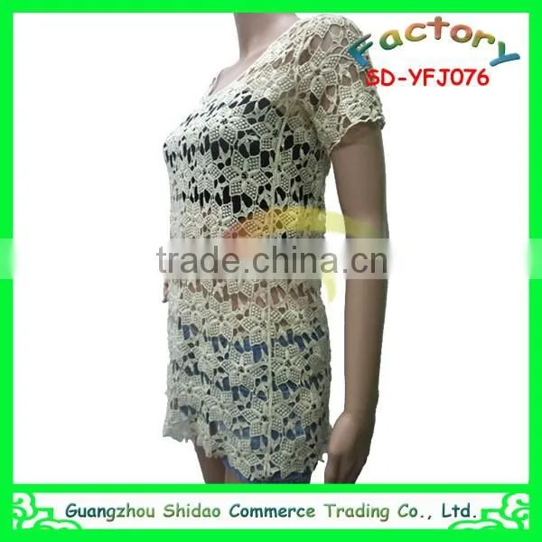 High Quality Fashion Designer Embroidery Clothing Lace Woman Cotton Embroidery Blouse photo-2