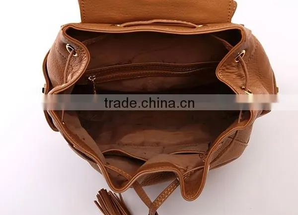 4313 2016 Latest Wholesale Brown PU Leather Drawstring Foldable Bag Backpack Tactical photo-5