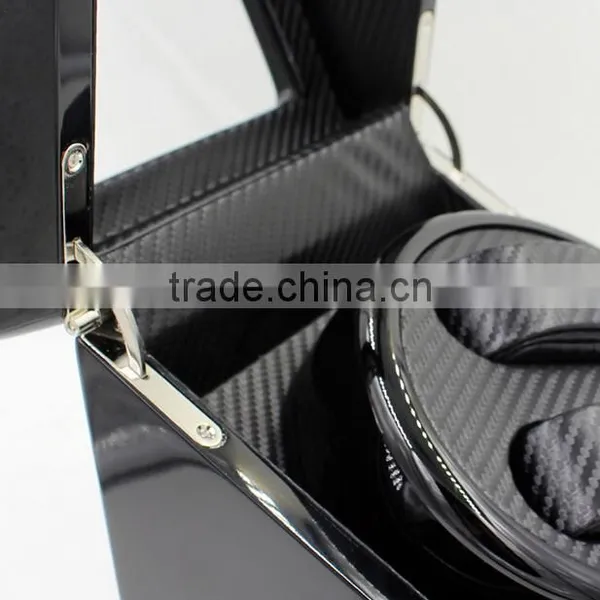 Custom Black Wooden 2 Slot Automatic Carbon Fiber Watch Winder photo-4