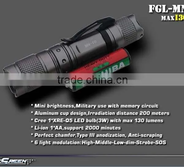 AA Battery Hard Anodization Q5 Dimmer Flashlight photo-2