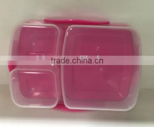 Plastic 3 Compartment Lunch Box Kids Lunch Box Transparent Plastic photo-3