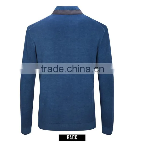 A Quarter of the Button Design Leisure Men Sweater Blue Collar and Easy Clothing photo-2