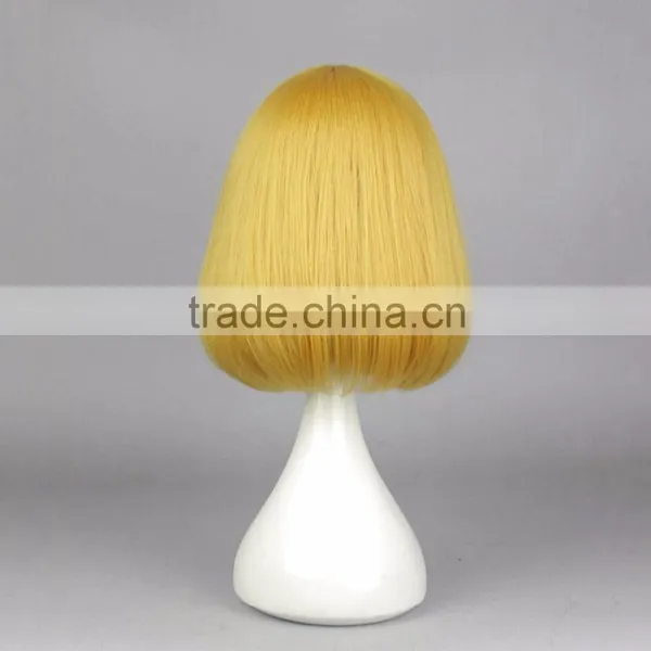 Factory WholesalePrison School Hana Midorikawa Cosplay Wig Short 35cm 14" Golden Yellow Anime Hair With Hairnets photo-4
