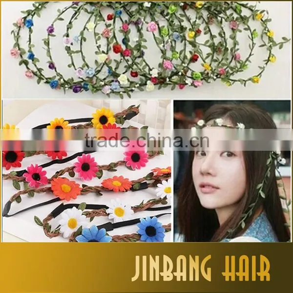 2016 New Premium Wholesale Products Bohemian Headband Rose Flower Braided Leather Elastic Hairband photo-2