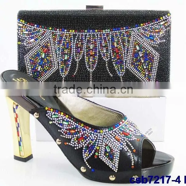 CSB7217 Top Fashion Latest Fashion Woman Italy Style High Heel Shoes and Glitter Bags photo-4