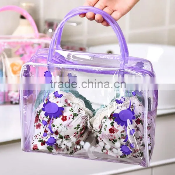 Beautiful Flower Print PVC Clear Cosmetic Bag, Make up Bag photo-2