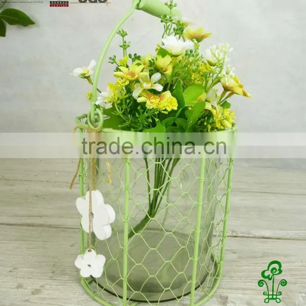 Decorative Wire Mesh and Glass Flower Pot photo-4
