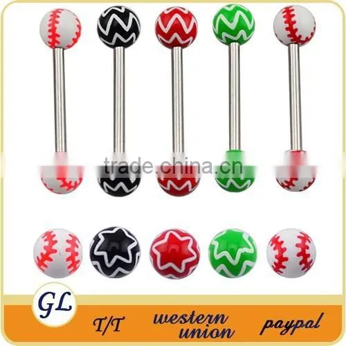 TR01084 Acrylic Tongue Barbell Body Jewelry Marijuana Tongue Piercing photo-5