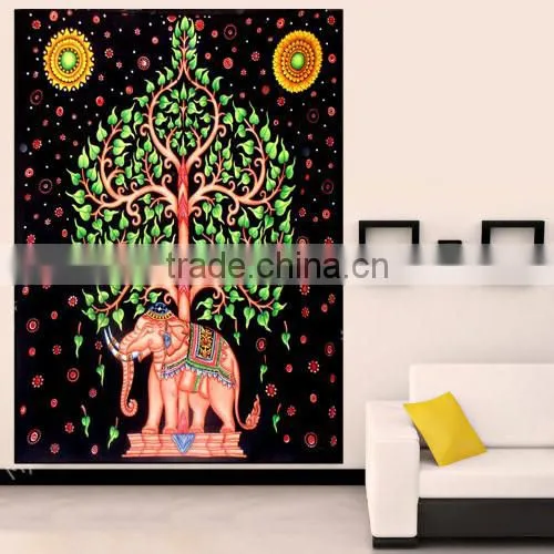 Tree With Elephant Tapestry Wall Hanging Star Wall Art Universe Mandala Tapestry Queen Bohemian Tapestries Printed Fabric Beach photo-2