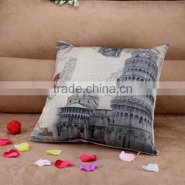 2015 Europeanism Leaning Tower Pisa Cotton and Linen Hold Pillow Sofa Cushion Cover Home Furnishing Hold Pillow photo-5