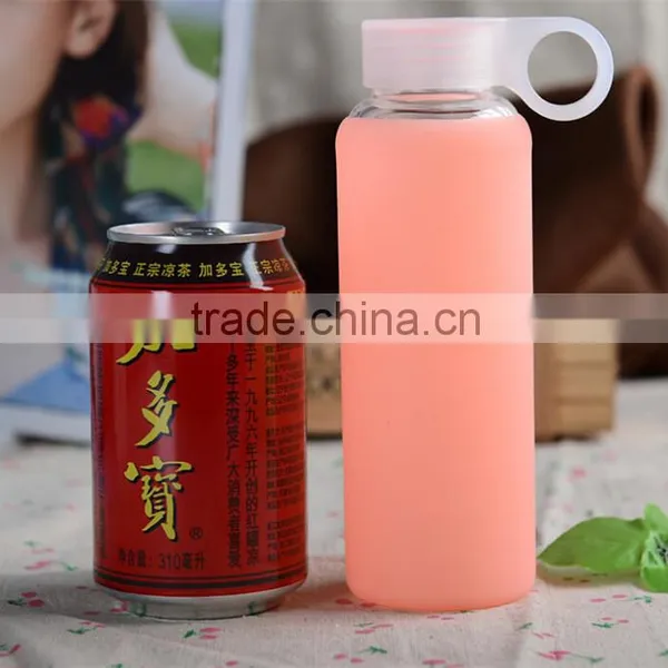 Factory Low Price of Unbreakable Silicate Glass Water Bottle,anti Heating Slicone Sleeve Glass Water Bottle photo-6