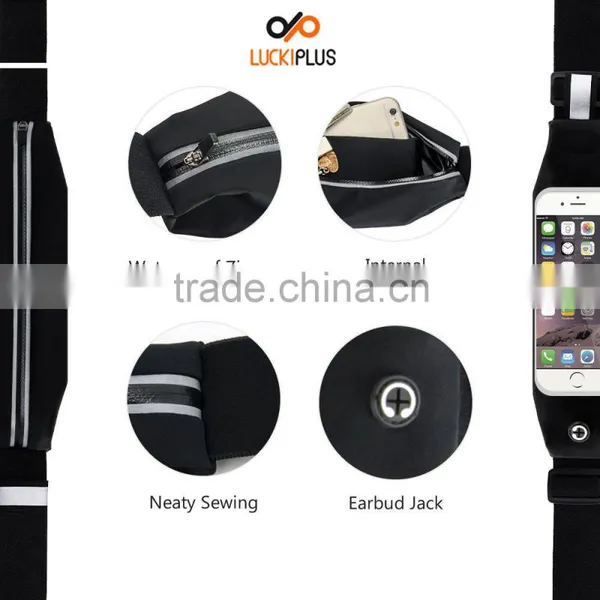 Luckiplus Running Belt Waist Pack,Sweatproof Reflective Belt Waist Bag for 6S/PLUS Transparent Touch Screen Running Black photo-3