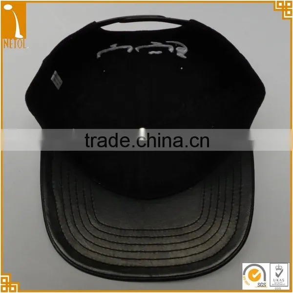 Custom Black 6 Panel Unisex 100%cotton 3D Embroidered Snapback Baseball Cap photo-5